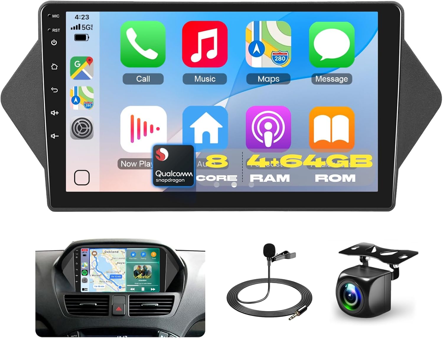 Qualcomm Octa-Core 4G+64G Car Stereo for Honda Acura MDX 2007-2013 with 9
