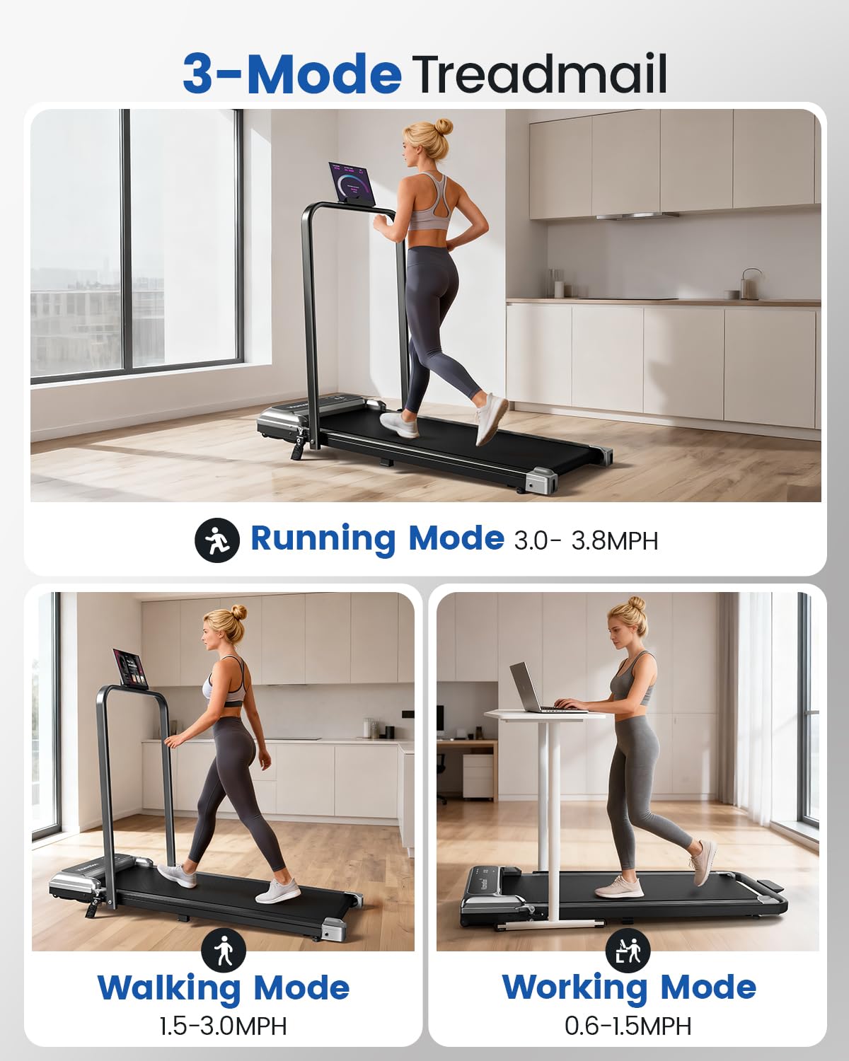 VIAMOTION Walking Pad Treadmill with Adjustable Incline
