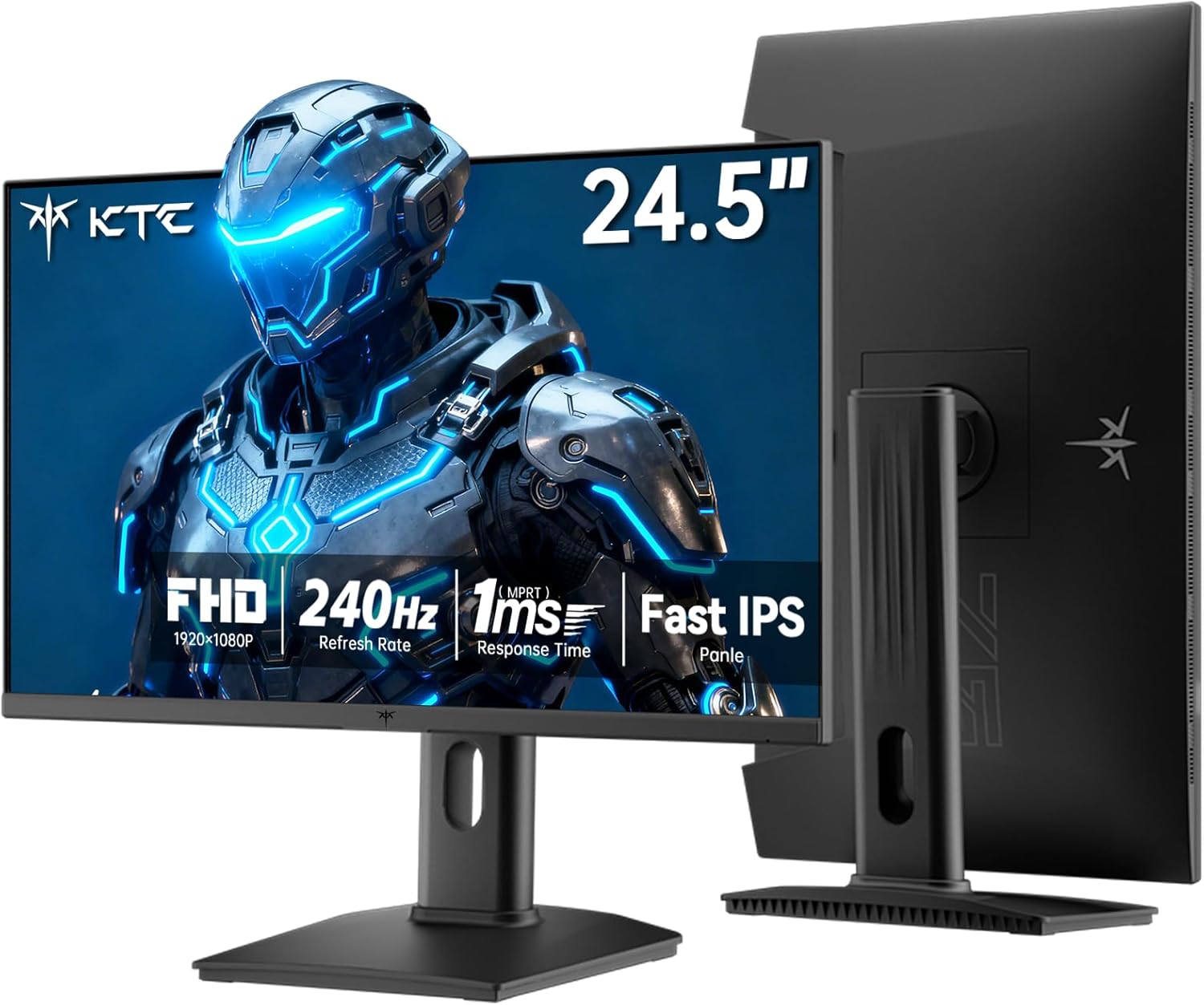 KTC 24.5 Inch 240Hz Gaming Monitor, FHD Computer Monitor Vertical 1080P, Fast IPS Panel, 1ms MPRT, Adaptive Sync, 94% DCI-P3, HDR 400, HDMI DP Ports, Tilt/Pivot/Height Adjustment, VESA Mount, H25T7-3