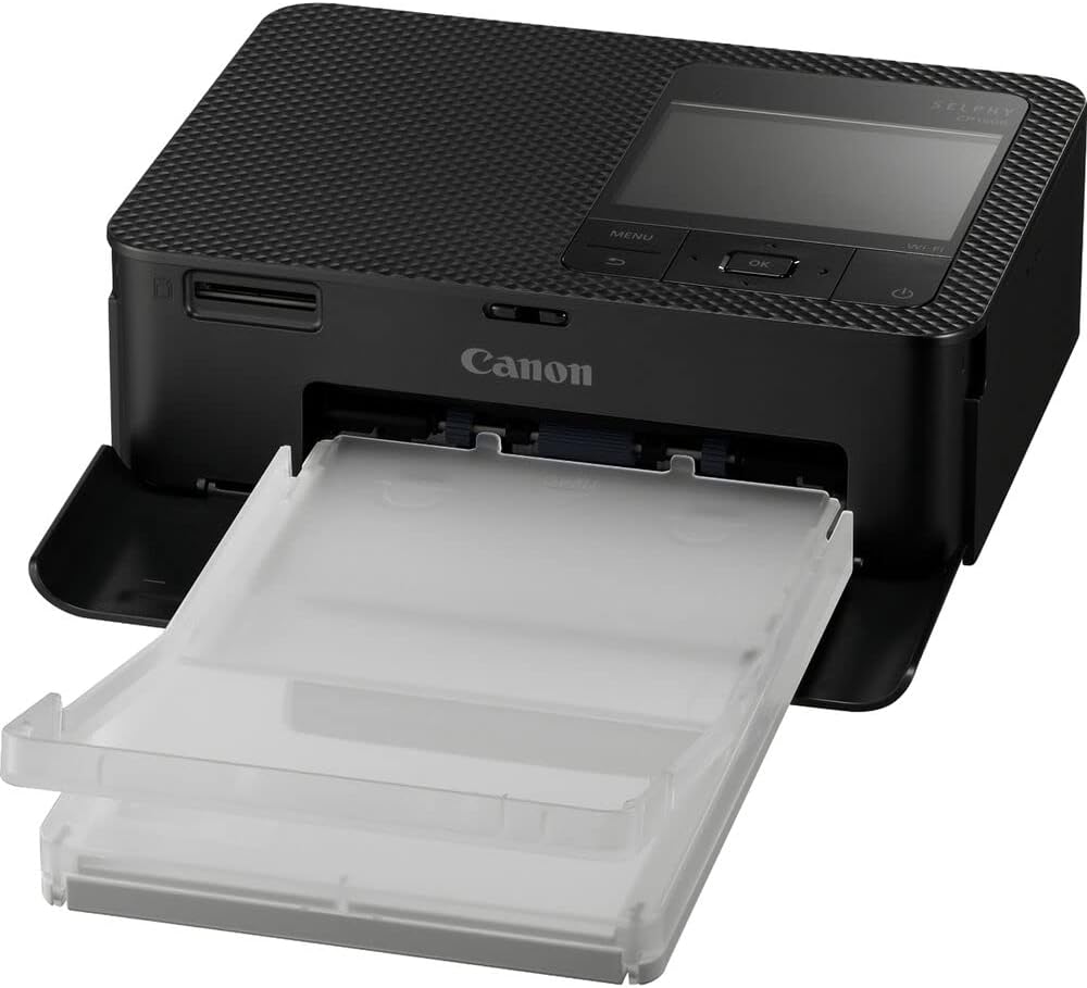 Canon SELPHY CP1500 Compact Photo Printer (Black) (5539C001) RP-108 Color Ink and Paper Set + 64GB Memory Card + Cleaning Kit + Memory Card Wallet + Card Reader