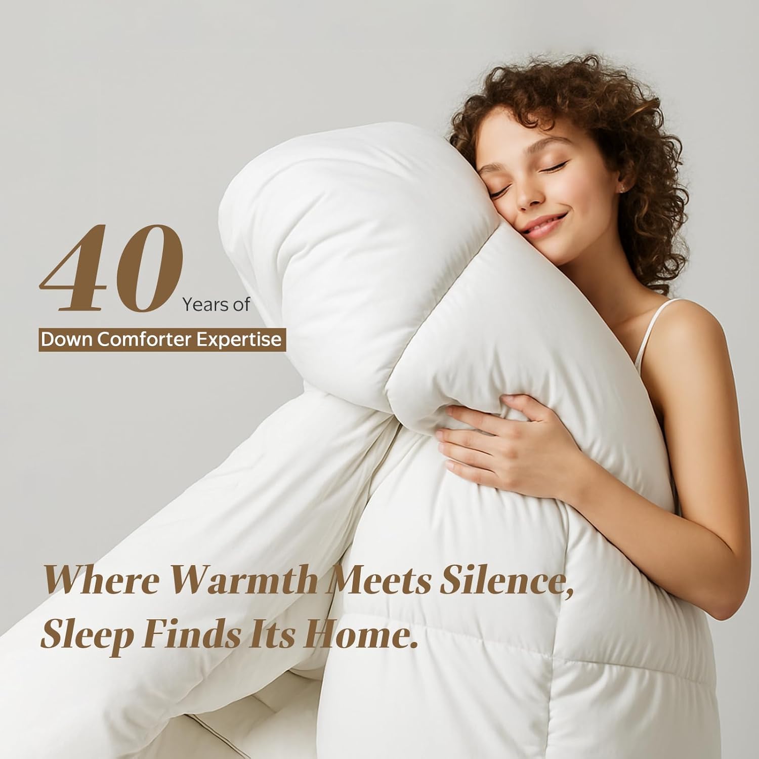 DWR Luxury Feather Down Fiber Comforter King Size, Ultra-Soft Egyptian Cotton-Blend Fabric, High FP Medium Weight for All Season Hotel Style Fluffy Duvet Insert with Ties (106