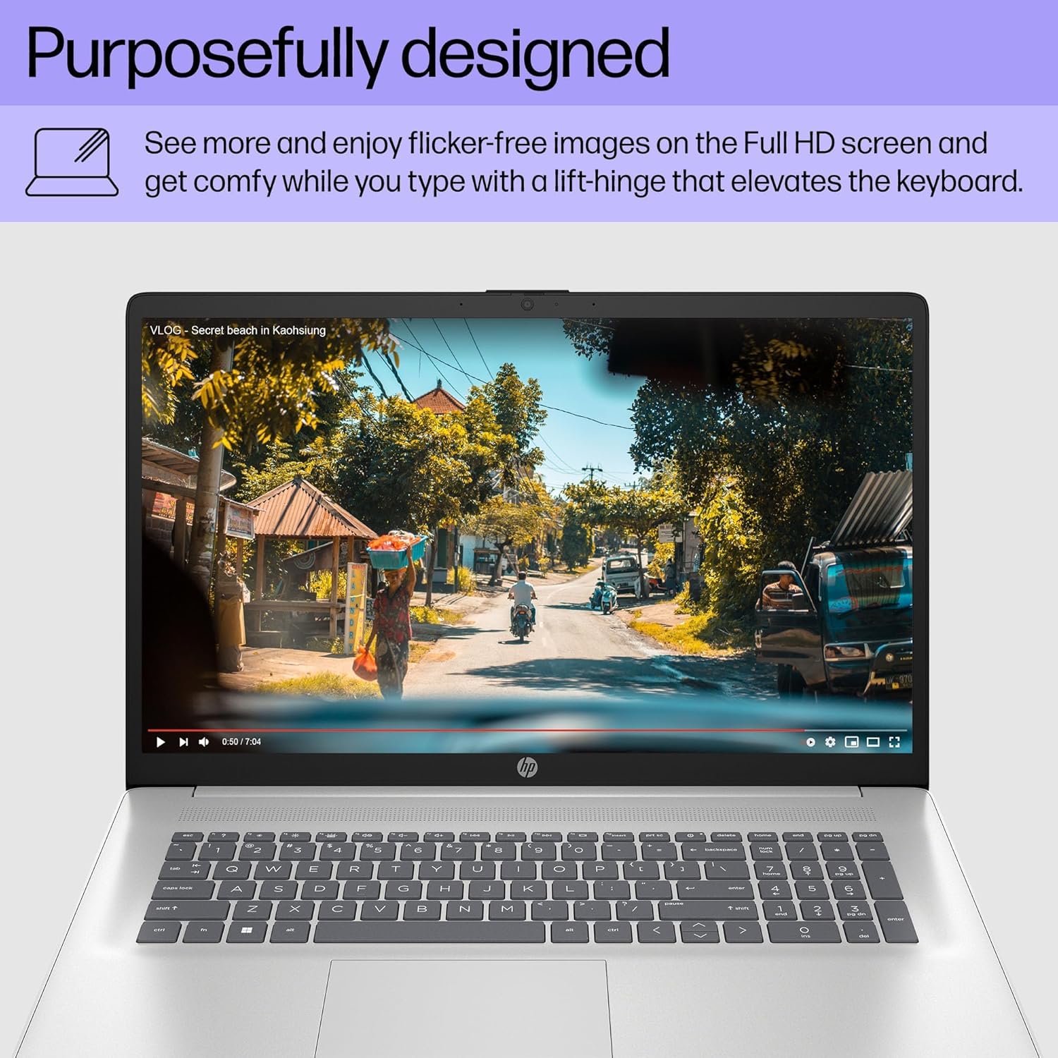 HP 17.3 inch FHD Display Laptop | AMD Ryzen 5 7520U((Beat i7-1165G7) | AMD Radeon Graphics | Webcam| Bluetooth | Silver| 16GB RAM | 512GB SSD | Windows 11 Home |Bundle with Laptop Stand