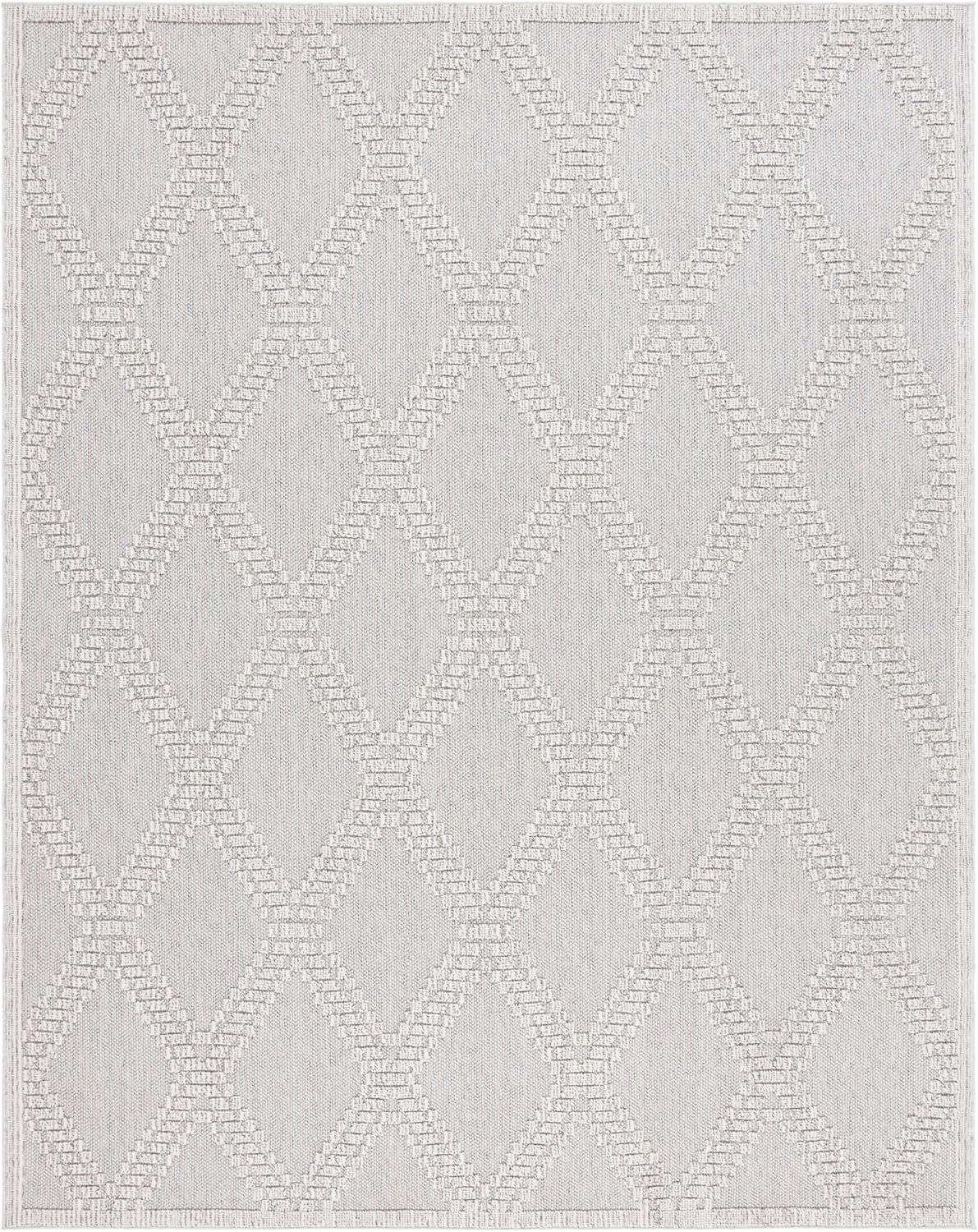 Martha Stewart x SAFAVIEH Outdoor Area Rug Collection - 9' x 12', Grey & Light Grey, Weather Resistant & Washable, Ideal for Patio, Backyard, Mudroom, Deck, Dining Space (MSRO226F)