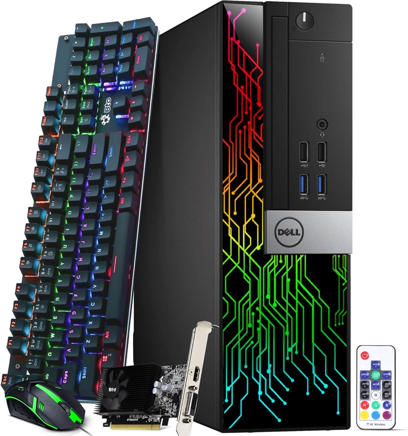 Dell Gaming Desktop Computer PC - Intel Core i7-6th Gen - 16GB DDR4 RAM - 512GB SSD - GeForce GTX 1050 Ti - RGB Desktop - RGB Keyboard & Mouse - WiFi - Windows 11 Pro (Renewed)