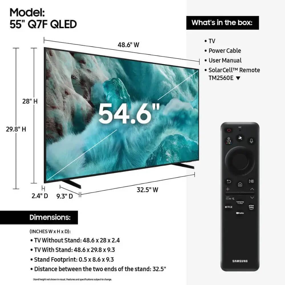 Samsung 43-Inch Q7F Series QLED 4K UHD Smart TV - HDR10+, Alexa Build-in, Bluetooth w/ 12 Month CPS Protection Plan, AUX HDMI Cable, Streaming Bundle