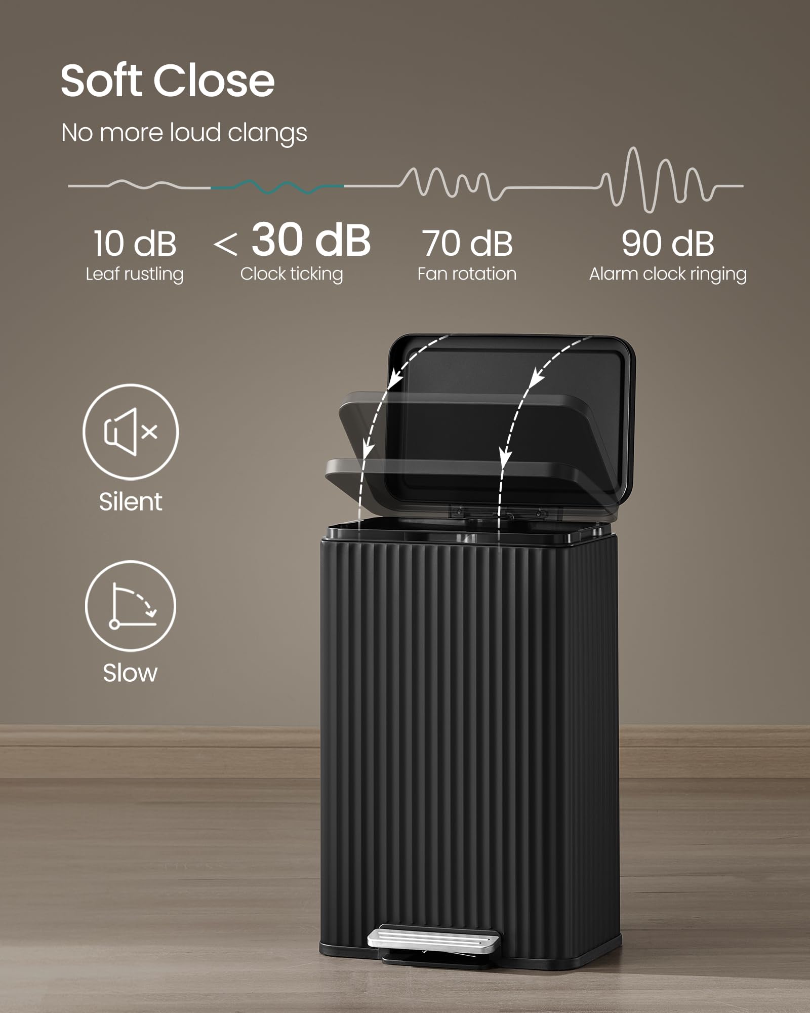 SONGMICS ULTB586BZ01 13 Gallon Stainless Steel Trash Can with Lid