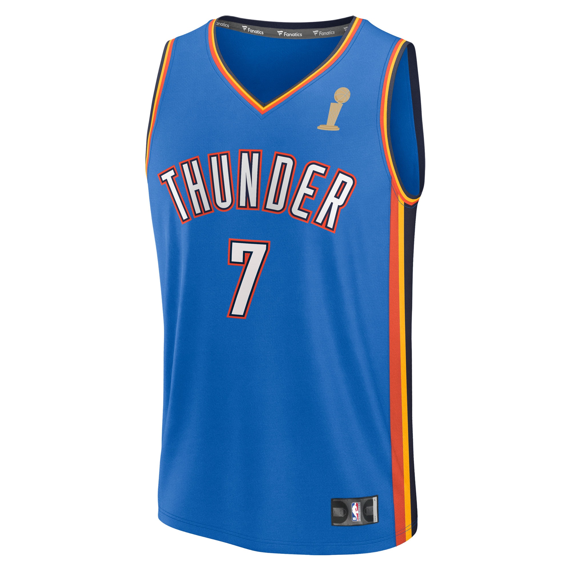 Chet Holmgren Oklahoma City Thunder Fanatics Youth 2025 NBA Finals Champions Fast Break Replica Player Jersey - Blue - Icon Edition