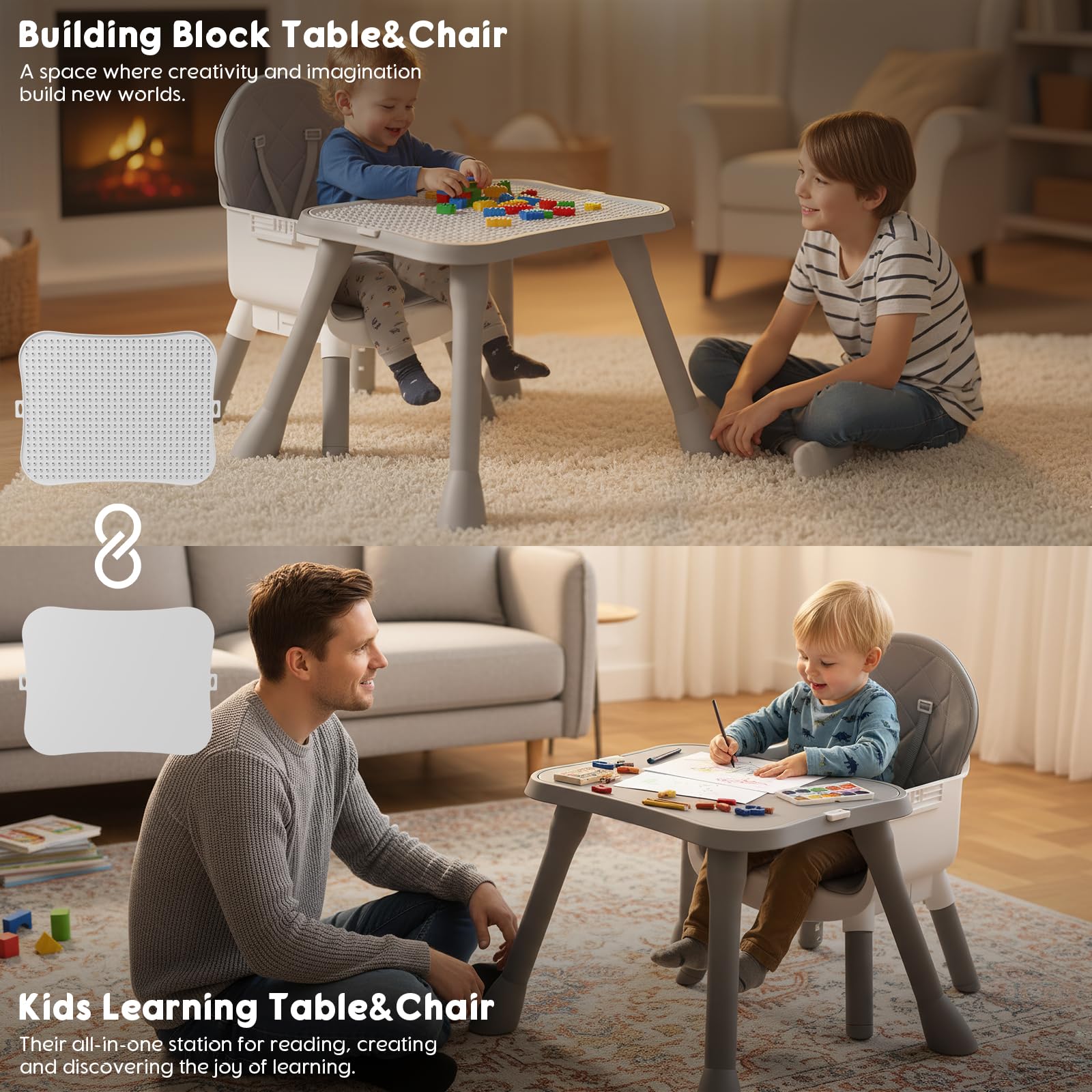 UNISWAN 6 in 1 Baby High Chair - Convertible Highchair Grey