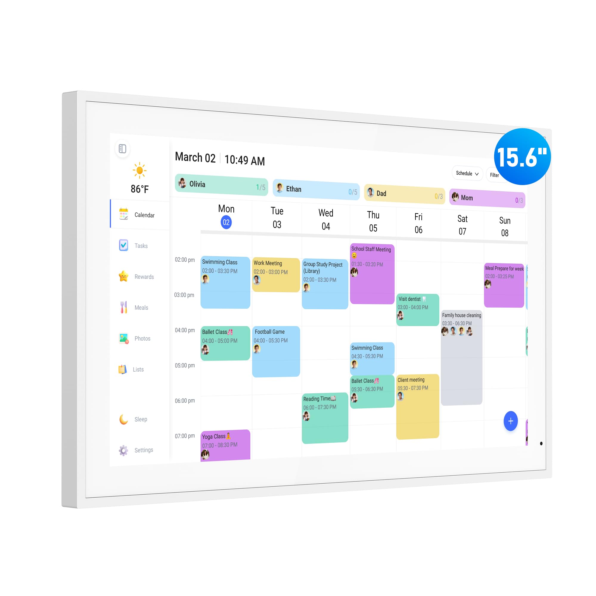 FLYEVFISH Digital Calendar 15.6 Inch Interactive Wall Planner