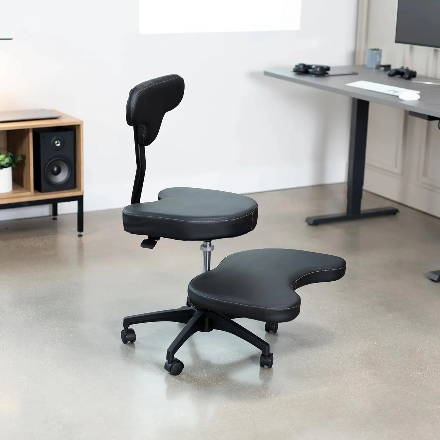 VIVO Cross-Legged Office Chair – Adjustable Height Floor Chair with Back Support for Yoga, Meditation, and ADHD (Black, CHAIR-CL02B-R)
