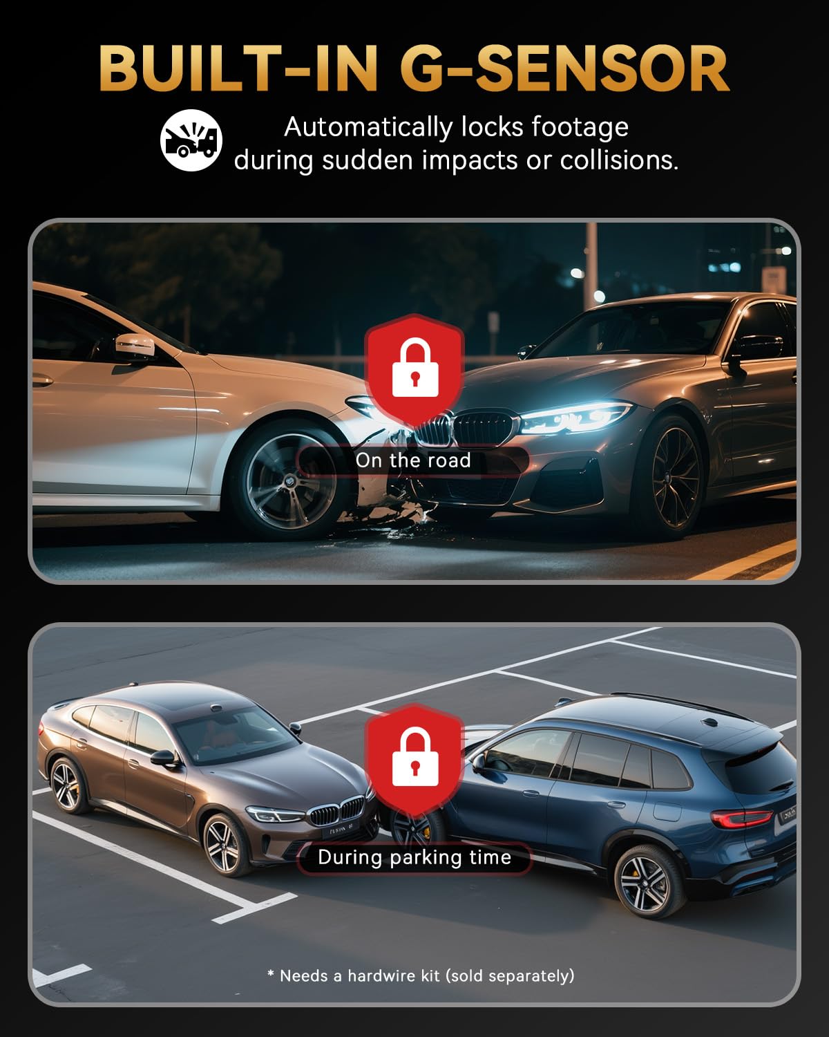 TERUNSOUL 4K Dash Cam Front & Rear with GPS, 128GB Card