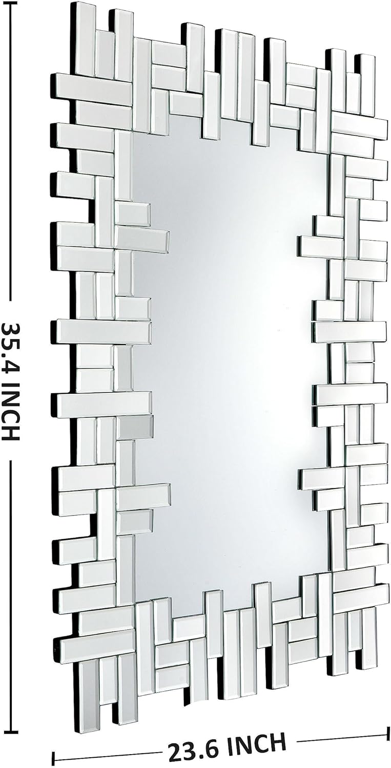 KOHROS Large Decorative Rectangle Mirror for Wall Decor Art Grecian Venetian Mirror (Silver-A, 36