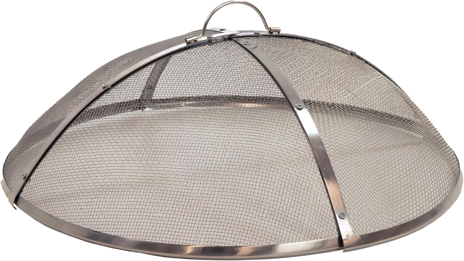Sunnydaze Round Stainless Steel Spark Screen - Rust-Resistant Heavy-Duty Metal Fire Pit Spark Screen with Handle - 30