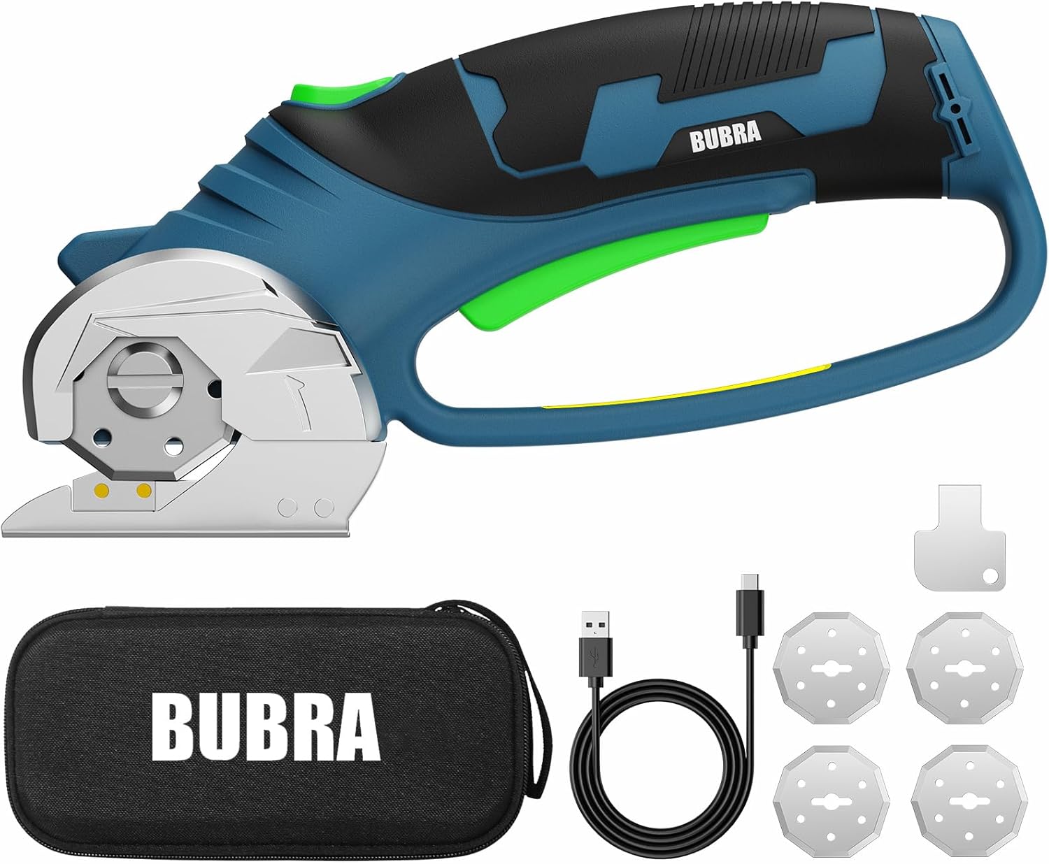 BUBRA Cordless Electric Scissors for Cardboard, Fabric & Carpet, 4V Rechargeable Electric Box Cutter Cuts up to 1/3