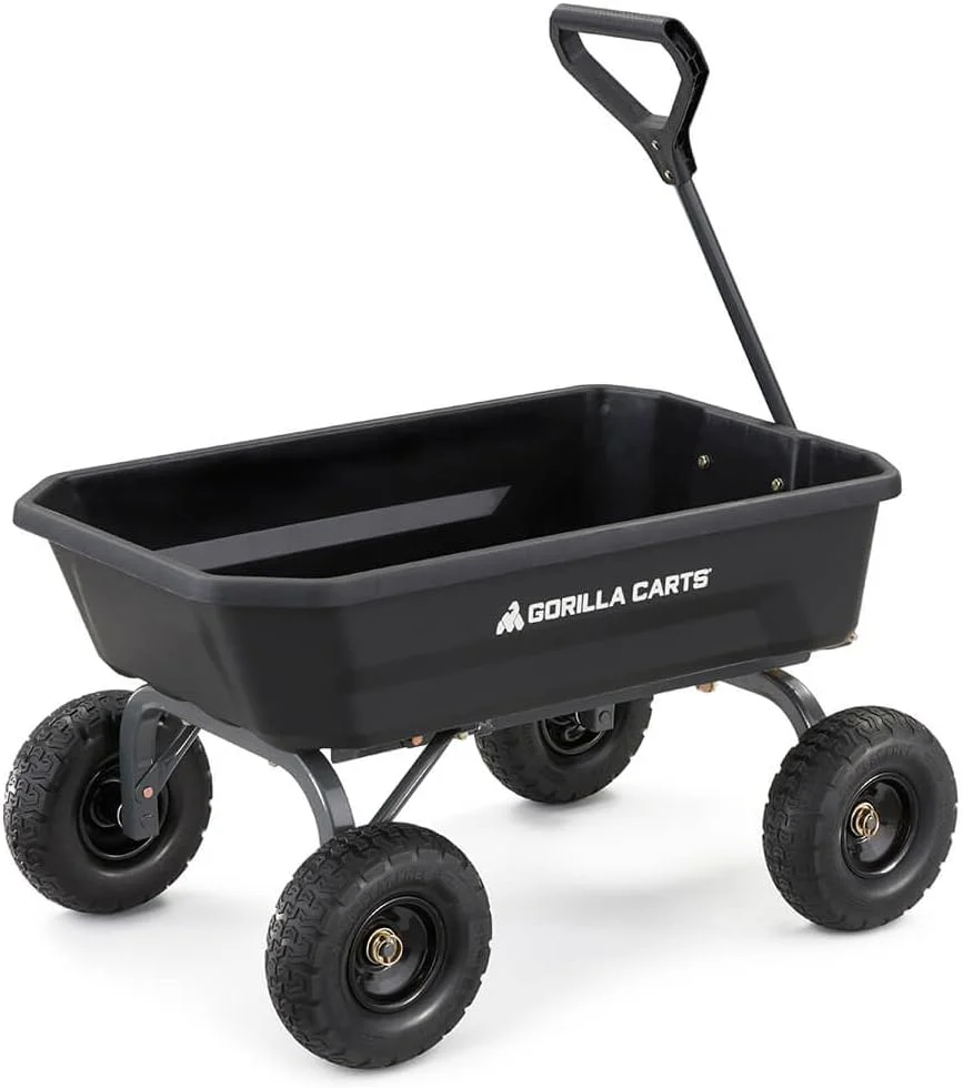 7GCG-NF Heavy-Duty Poly Dump Garden Cart with No-Flat Tires, 7 Cubic Feet, 1200-Pound Capacity, Black, Amazon Exclusive
