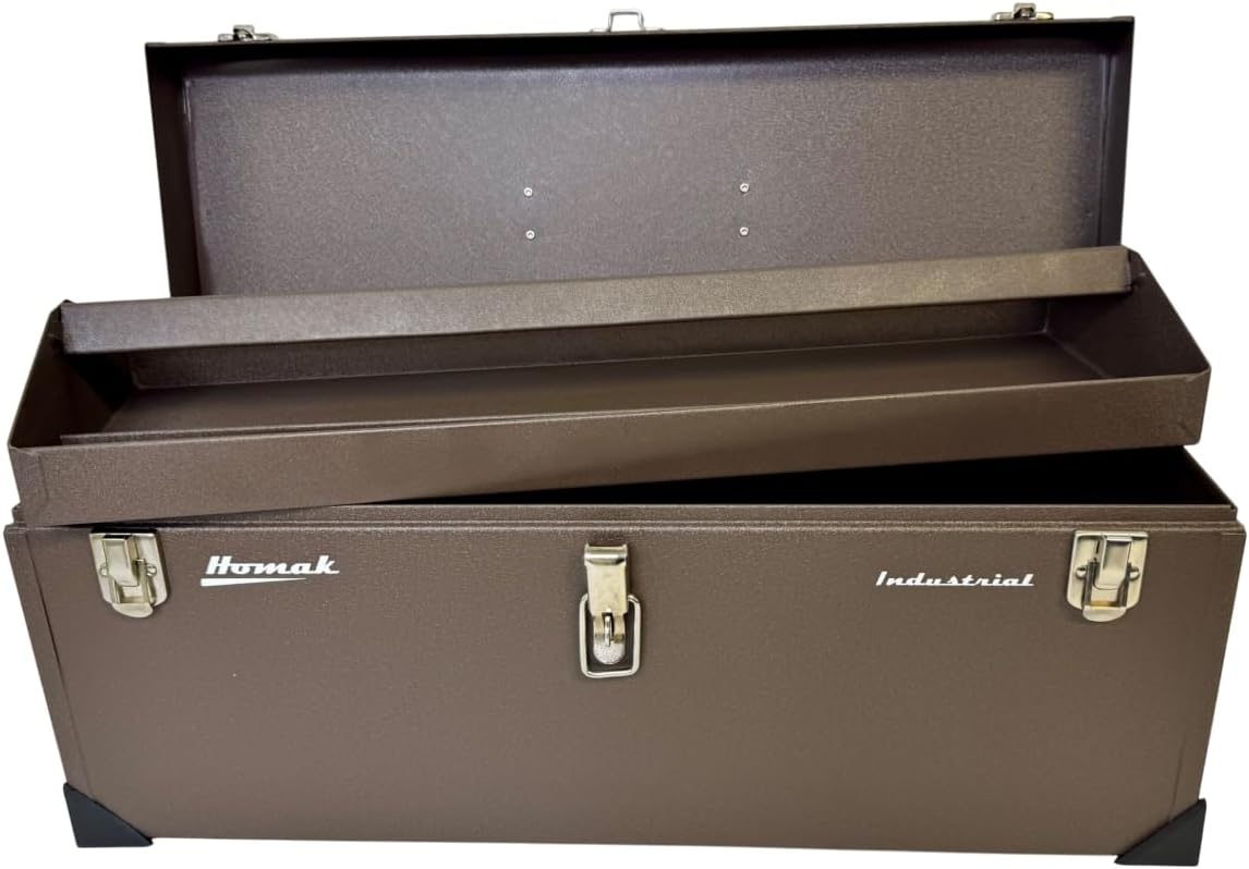 Homak 24-Inch Industrial Steel Toolbox, Brown Wrinkle Powder Coat, BW00200240