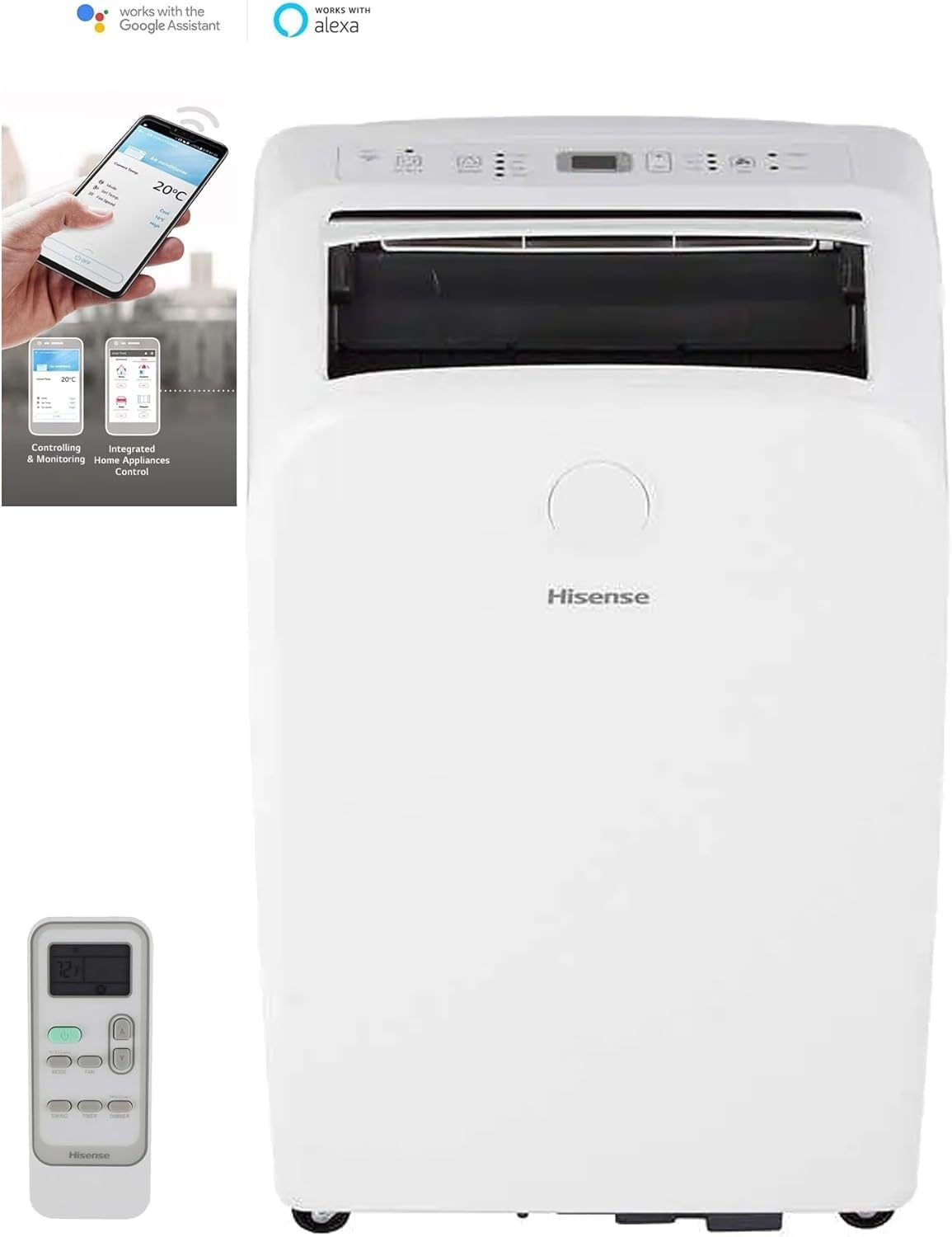 Hisense (Refurbished) AP55023HR1GD Smart 8,000 BTU Dual Hose Portable Air Conditioner with Heat Pump (Renewed)