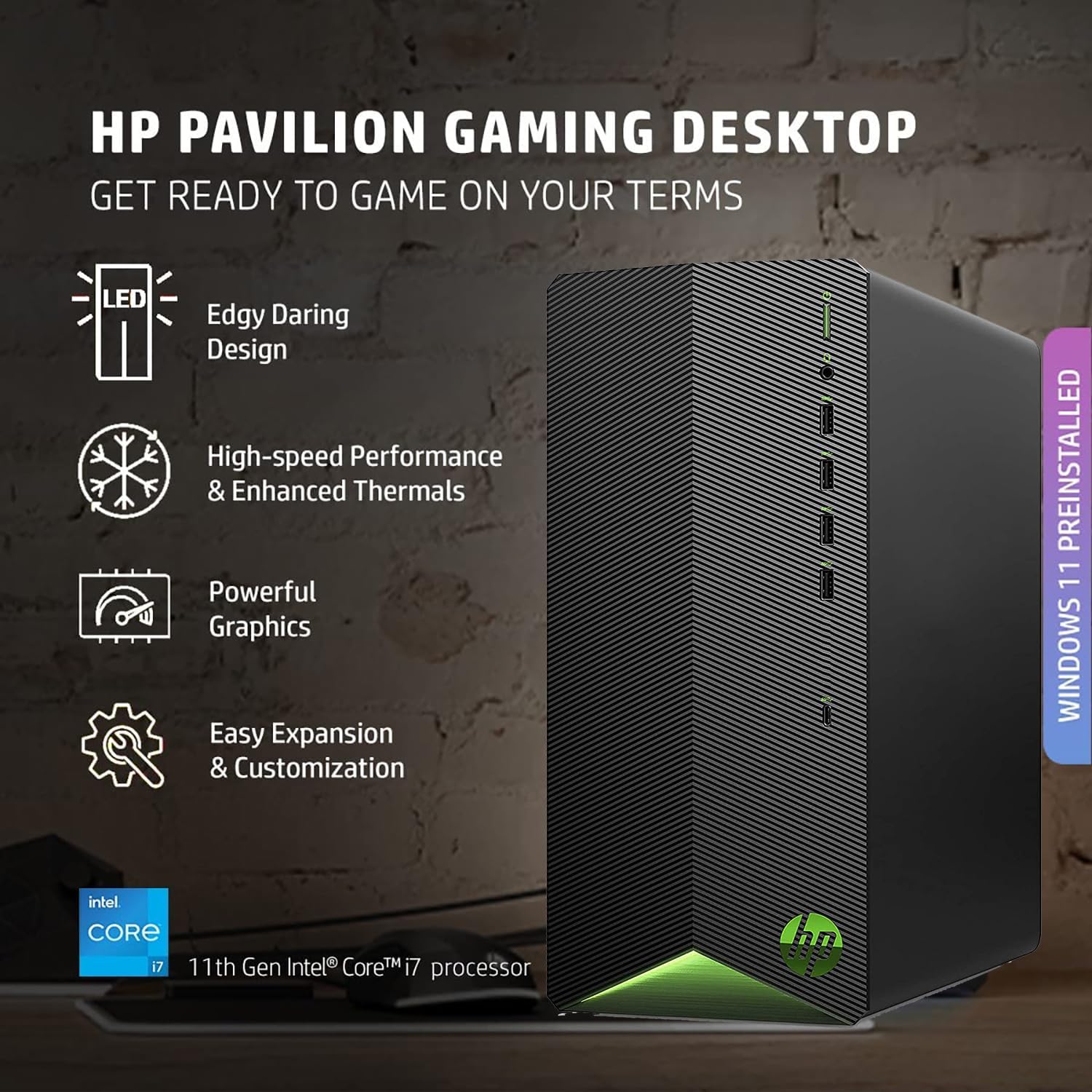 HP 2026 Desktop Tower Computer for Home Office Student, Intel i7-11700F 8-Core, 16GB DDR4 RAM, 512GB PCIe SSD, WiFi 6, Keyboard & Mouse, Windows 11 Home-Ready for Work, Business Family Use, Jet Black
