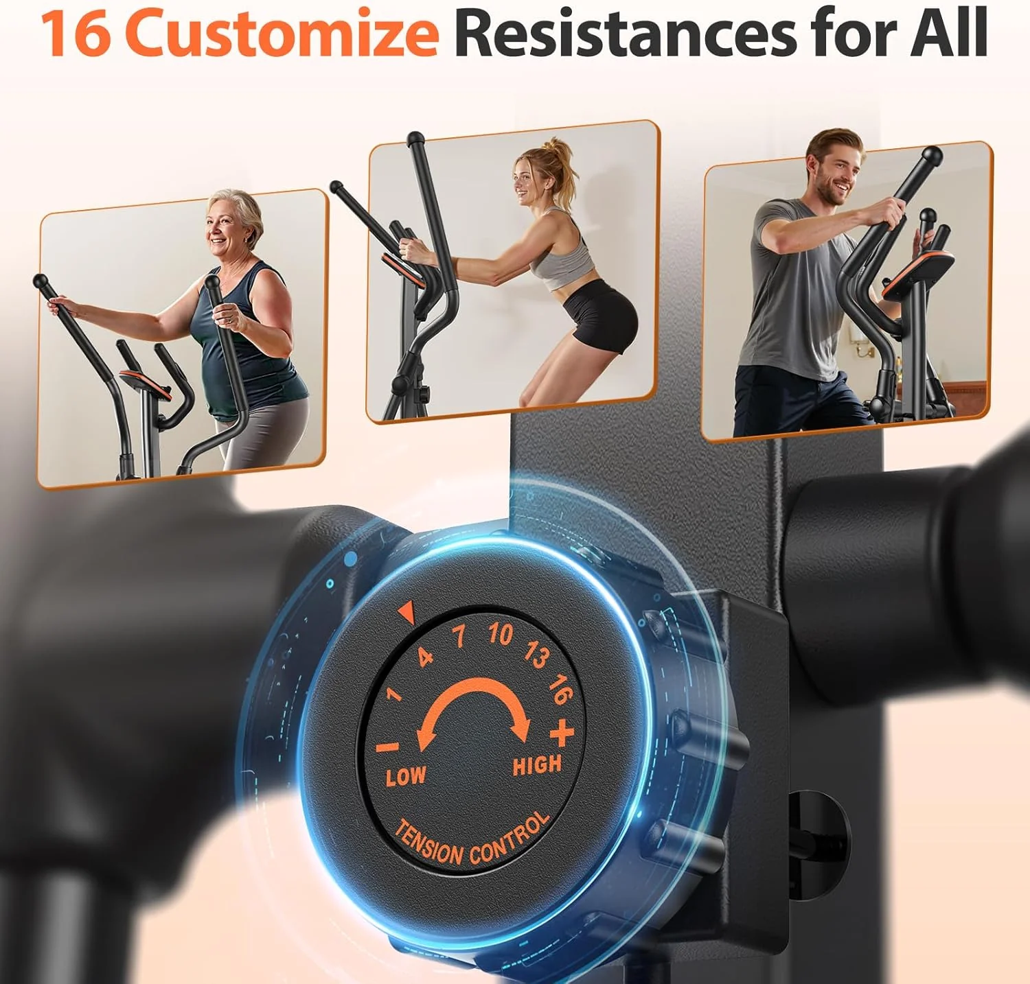 Niceday Elliptical Machine, 15.5–20IN Stride, 16 Levels, 500LB Capacity