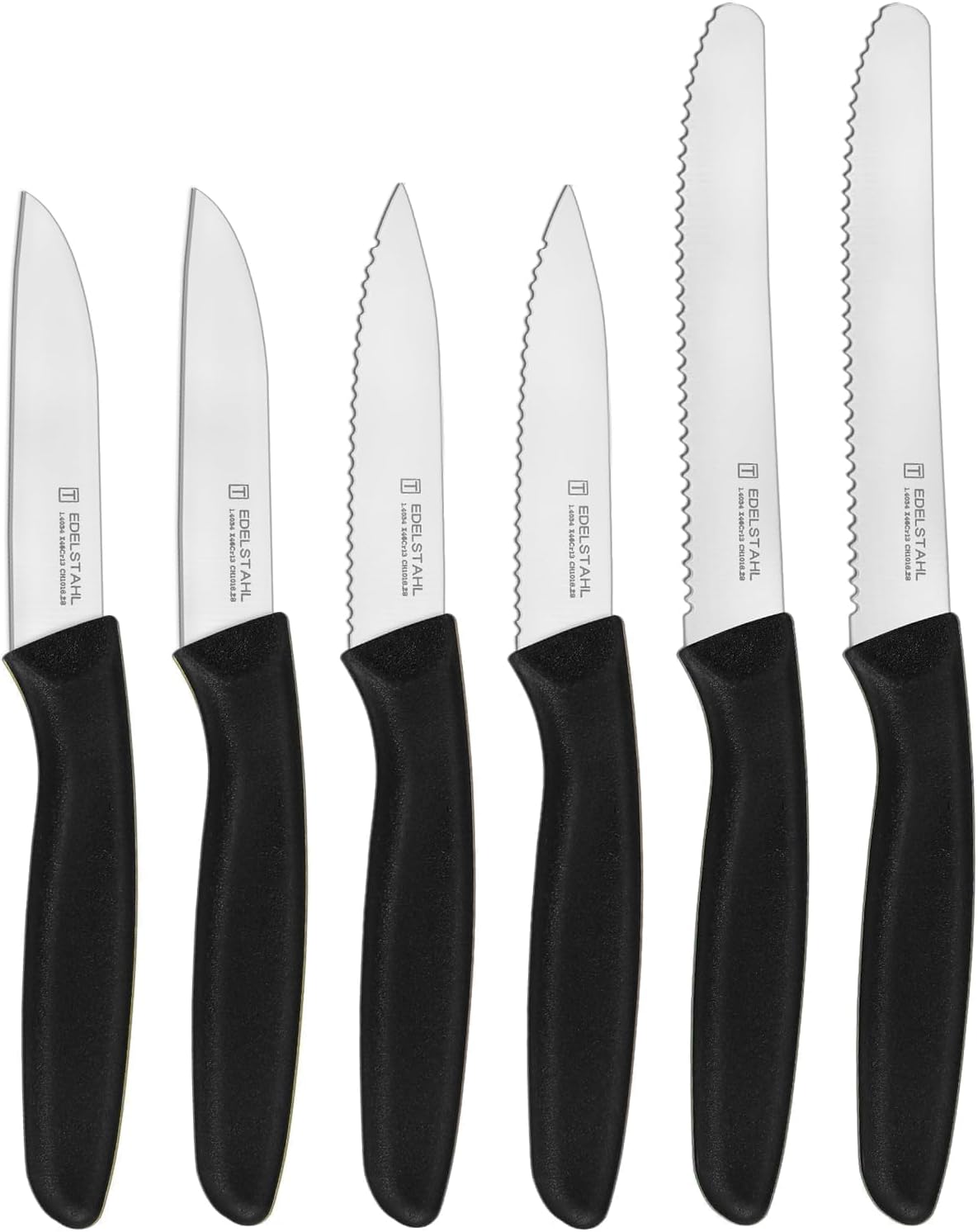 Paring Knife Set 6PCS, Ultra Sharp Kitchen Knives, Cutting & Peeling Knives, Kitchen Knives for Home Essentials, PP Plastic Handle-Black