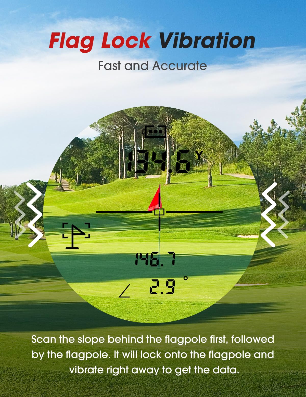 BIRDIEPULSE Golf Rangefinder with Slope & Magnet - 1300 Yards