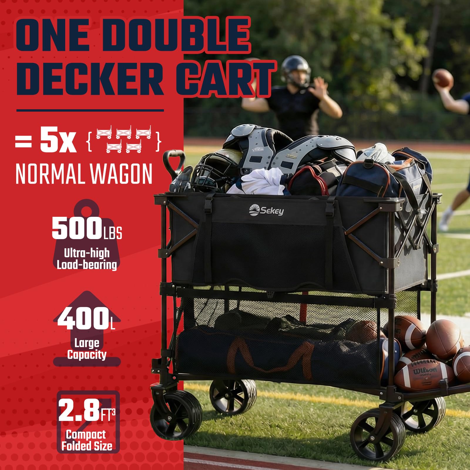 SEKEY 500LBS Heavy Duty Double Decker Garden Wagon