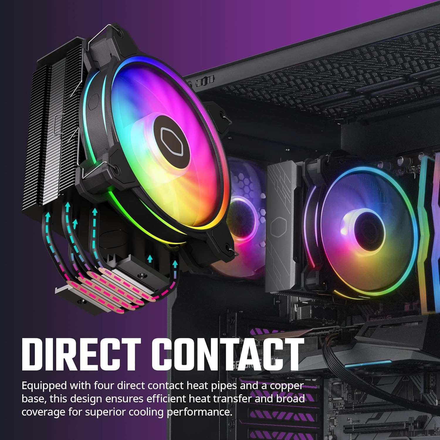 Cooler Master HAF 500 Pro Bundle – PC Case + PSU + CPU Cooler, High Airflow ATX Mid-Tower PC Case with Dual 200mm ARGB Fans + Hyper 212 Halo CPU Air Cooler + MWE 650W Gold Power Supply