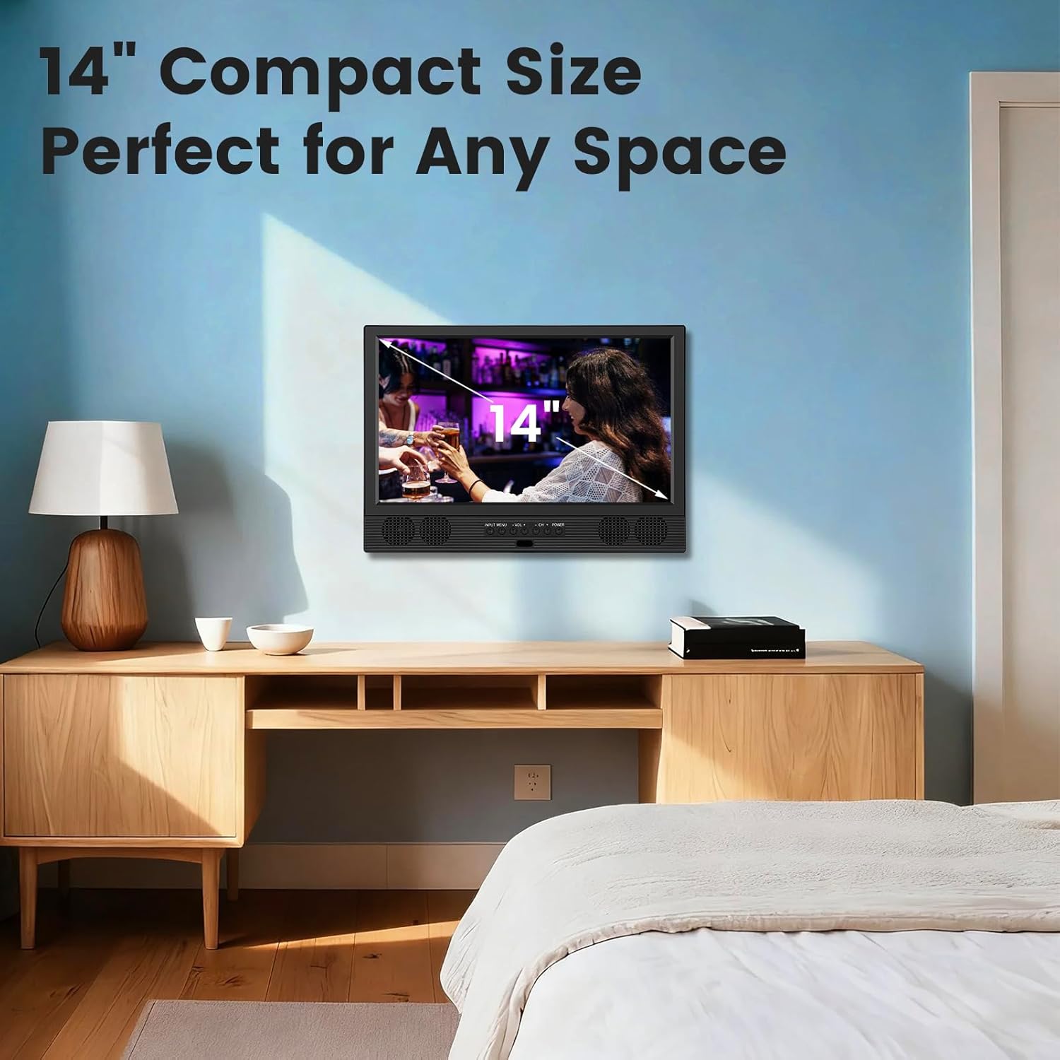 othoig 14 Inch Small Smart TV HD LED, Small Portable Smart TV with Built-in APP, Digital ATSC Tuner,HDMI/USB/AV Inputs, Small Smart Television for Kitchen,Bedroom,RV,Camper