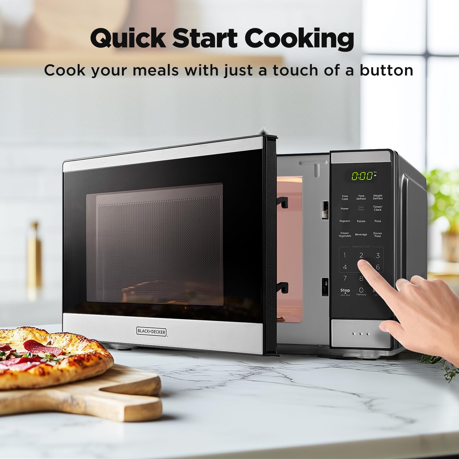 BLACK+DECKER Countertop Microwave Oven 0.9 Cu Ft with Auto Menus