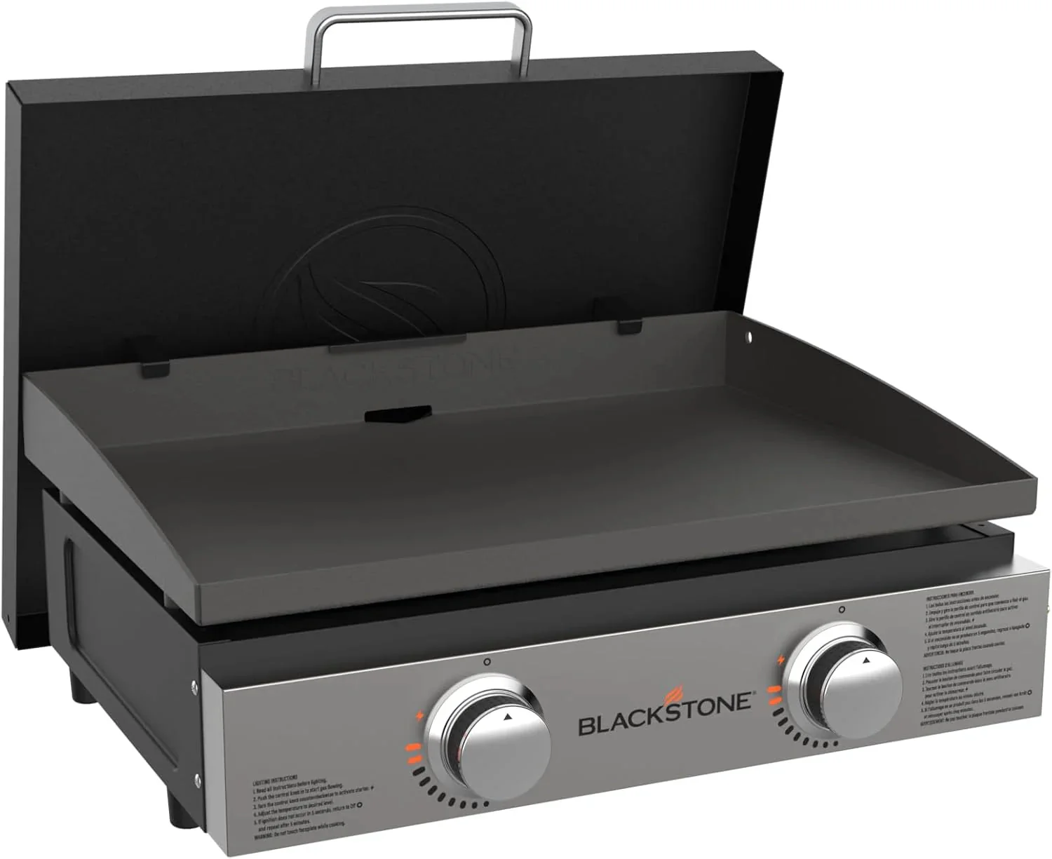 Blackstone 1666 22” Tabletop Griddle with Stainless Steel Faceplate, Powder Coated Steel, Black