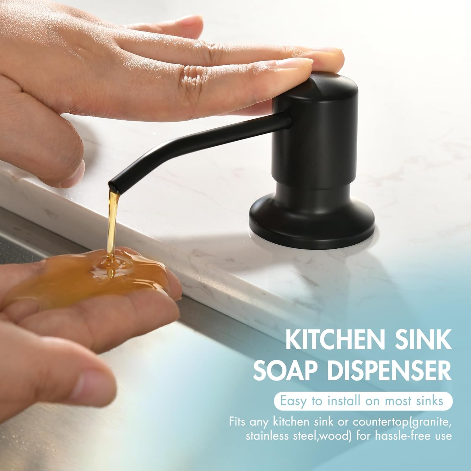 GIMILI Commercial Kitchen Faucet with Pull Down Sprayer, Double Headed Single Handle High Pressure Kitchen Faucet with Soap Dispenser Matte Black