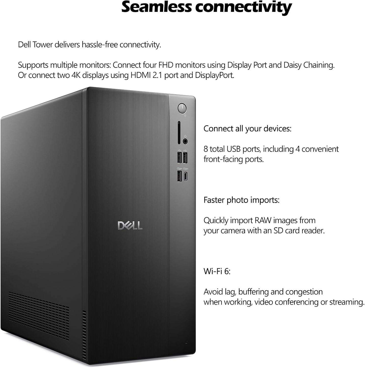 Dell 2026 Vostro Tower Desktop Computers PC for Home & Business, Copilot AI, 14th Gen i3-14100T Processor, 8GB DDR5 RAM, 512GB PCIe SSD, WiFi 6, Bluetooth, DisplayPort, HDMI, Type-C, Windows 11 Pro