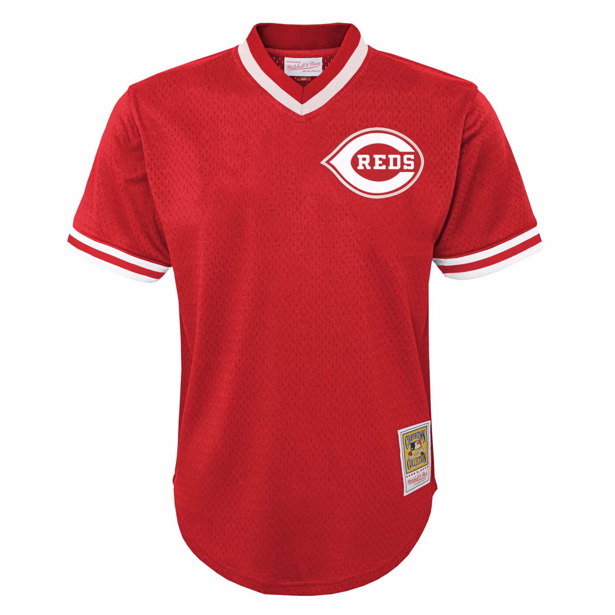 Johnny Bench Cincinnati Reds Mitchell & Ness Youth Cooperstown Collection Mesh Batting Practice Jersey - Red