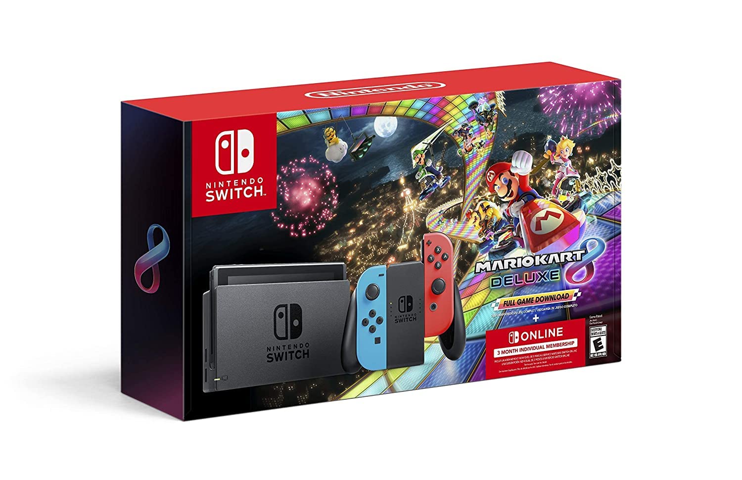 Nintendo Switch Mario Kart 8 Deluxe Accessories Bundle with Neon Blue & Neon Red Joy-Con & 32GB SD Card (Renewed) video game