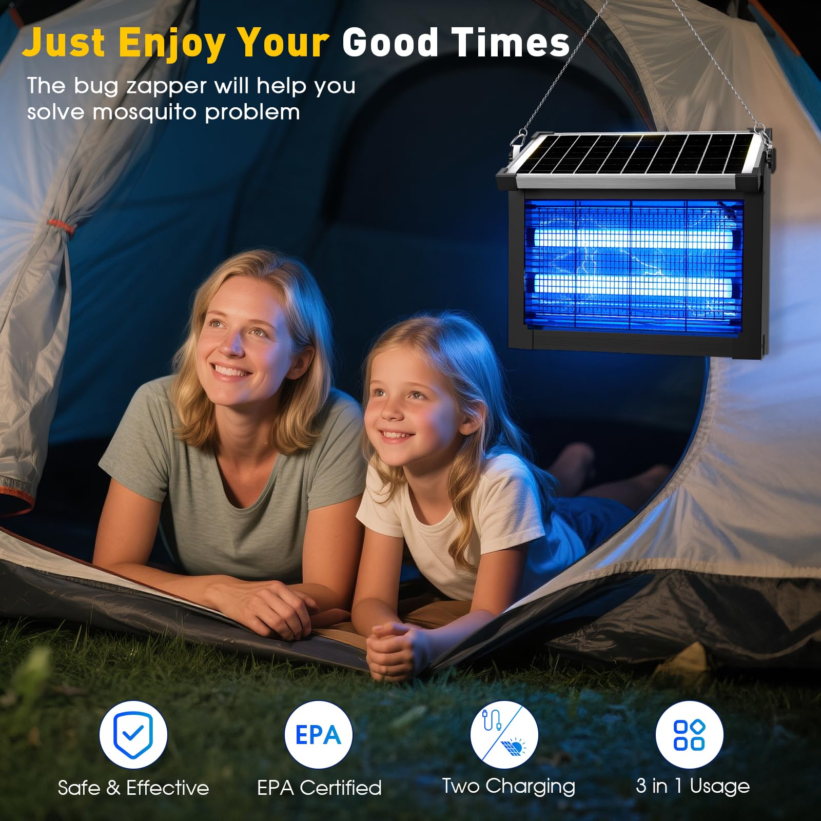 ZWIRAN Solar Bug Zapper - 4500V Waterproof Mosquito Trap