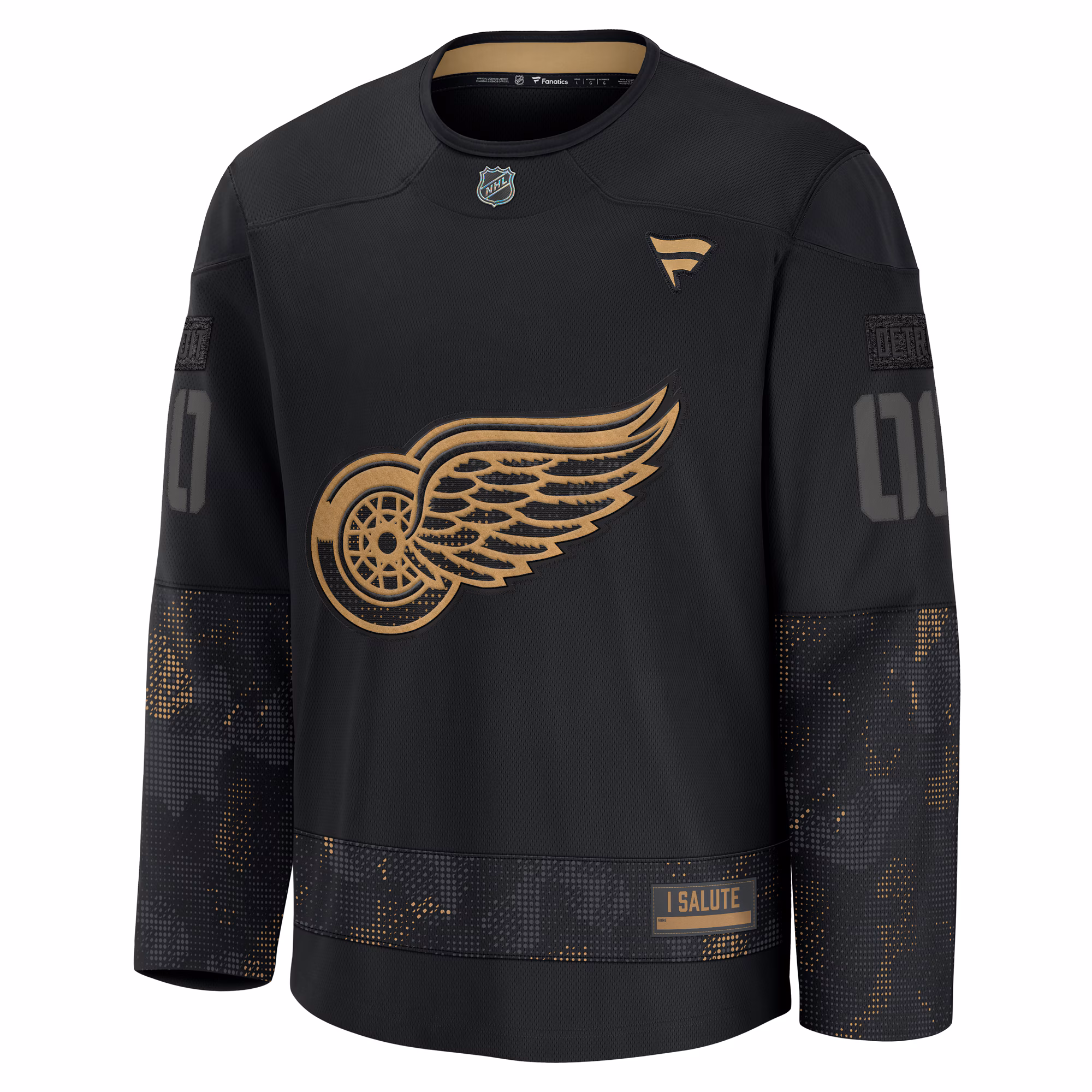 Detroit Red Wings Fanatics 2024 Military Appreciation Custom Practice Jersey - Black