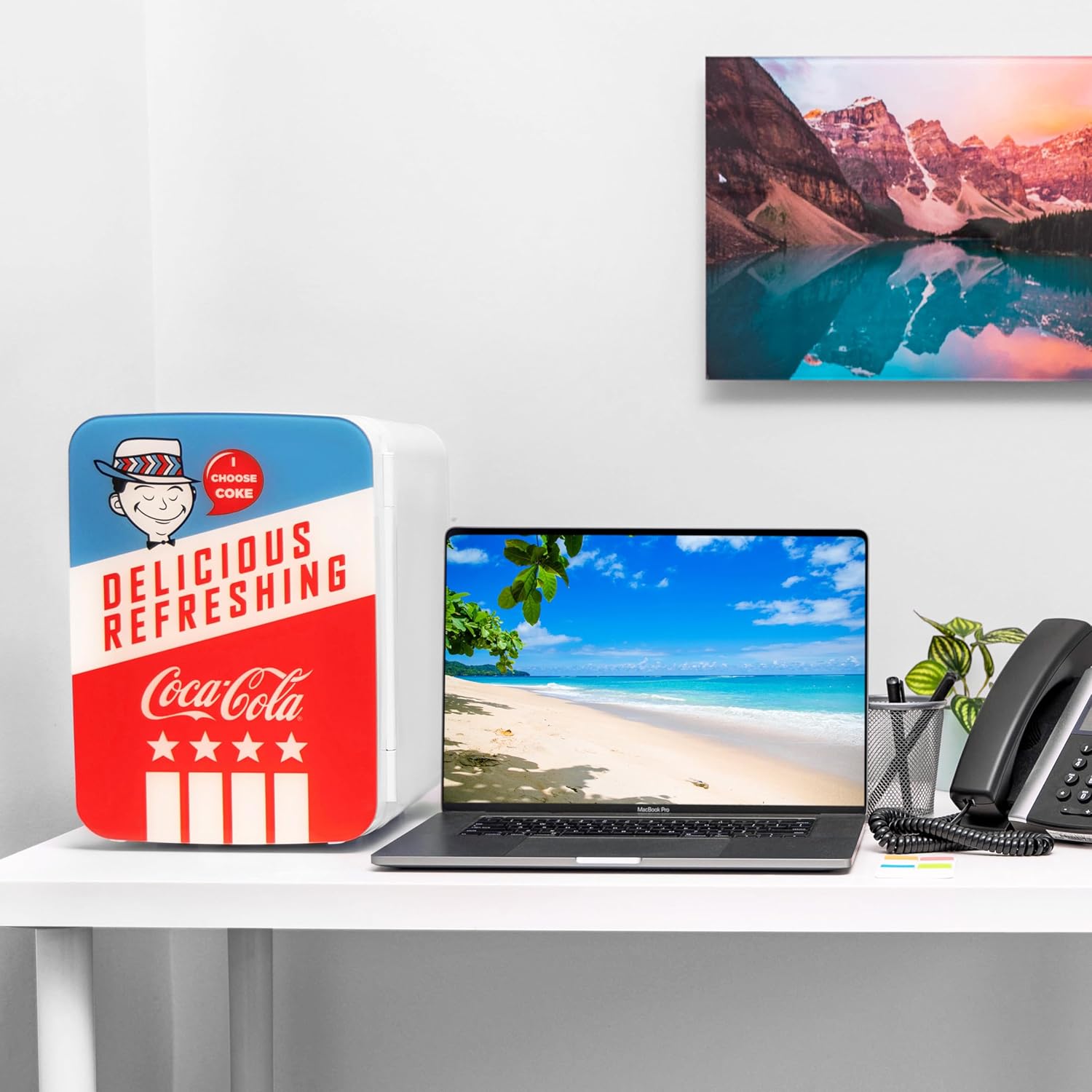 Cooluli Retro Coca-Cola Mini Fridge for Bedroom - Car, Office Desk & College Dorm Room - 10L/12 Can Small Refrigerator - AC/DC 12V Portable Cooler & Warmer for Food, Drinks & Skincare (Coke, Vintage)