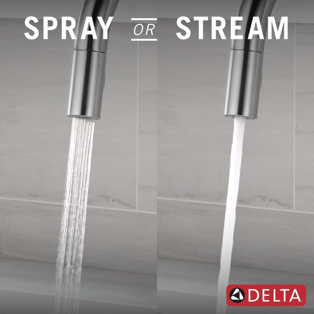 Delta Trinsic Touchless Kitchen Faucet with Touch Technology, Brushed Nickel Kitchen Sink Faucet with Pull Down Sprayer, Single Hole, Arctic Stainless 9159TL-AR-DST