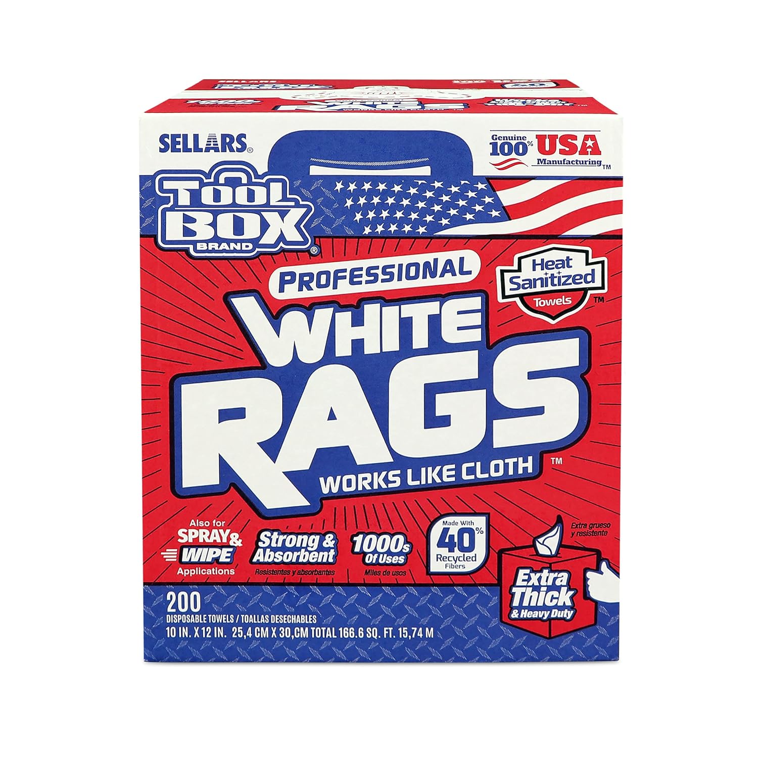 Sellars 58202 ToolBox White Rags Box, 10