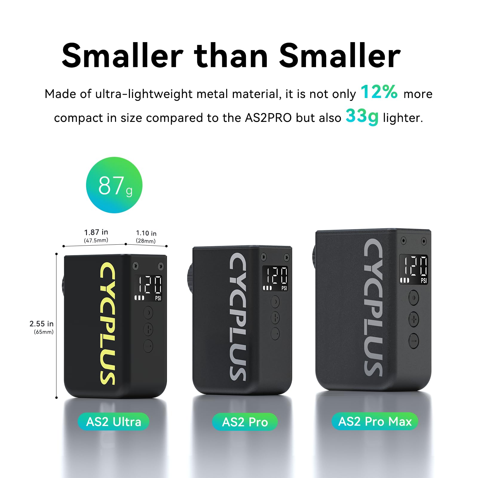 CYCPLUS AS2 Ultra Tiny Electric Bike Pump with Gauge