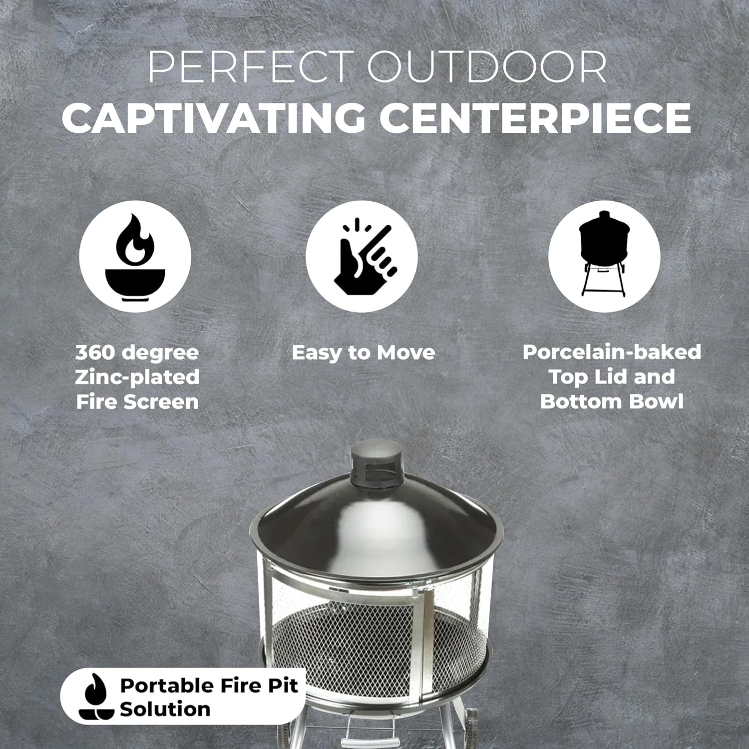 Four Seasons Courtyard Outdoor Fire Pit with Sliding Door, and Top Lid, 28