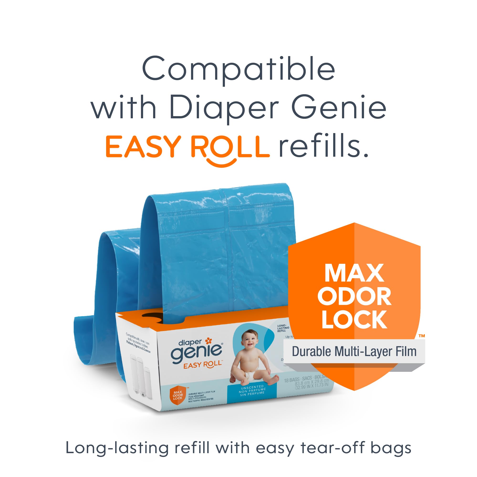 DIAPER GENIE Signature Gift Set | Easy Roll Refill & 48 Bags