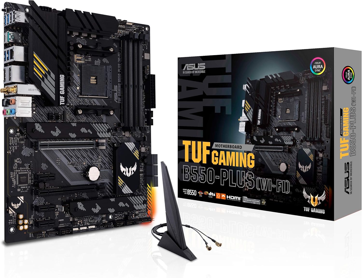 ASUS TUF Gaming B550-PLUS WiFi AMD AM4 Zen 3 Ryzen 5000 & 3rd Gen Ryzen ATX Gaming Motherboard (PCIe 4.0, WiFi 6, 2.5Gb LAN, BIOS Flashback, USB 3.2 Gen 2, Addressable Gen 2 RGB Header and Aura Sync)