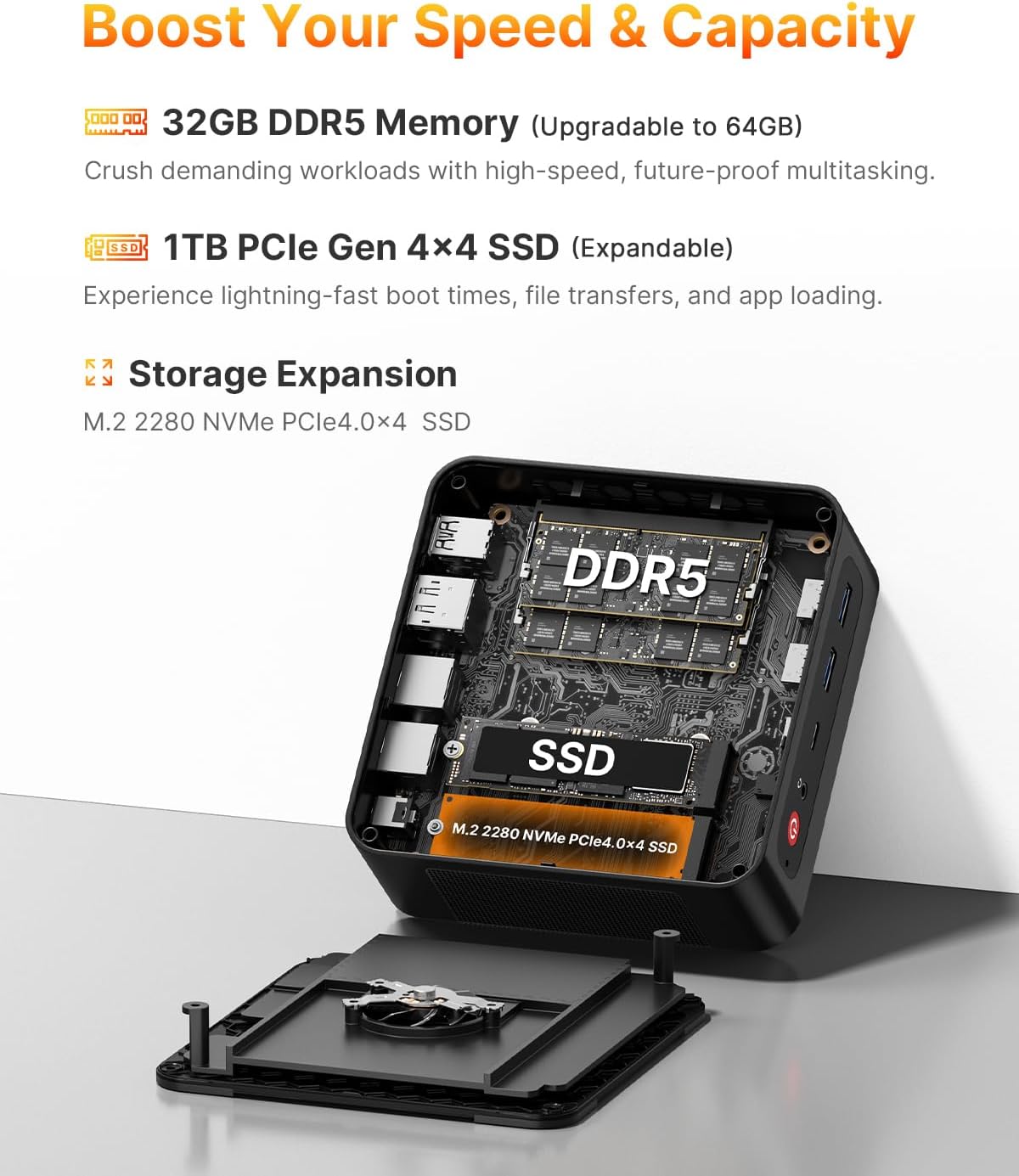 BOSGAME P3 Mini Gaming PC AMD Ryzen 7 7840HS | 32GB DDR5 RAM | 1TB PCIe 4.0 NVMe SSD | Dual Gigabit Ethernet | Triple Display (HDMI/DP/USB-C) | AX210 Wi-Fi 6E | BT 5.2 | Compact Desktop Computer