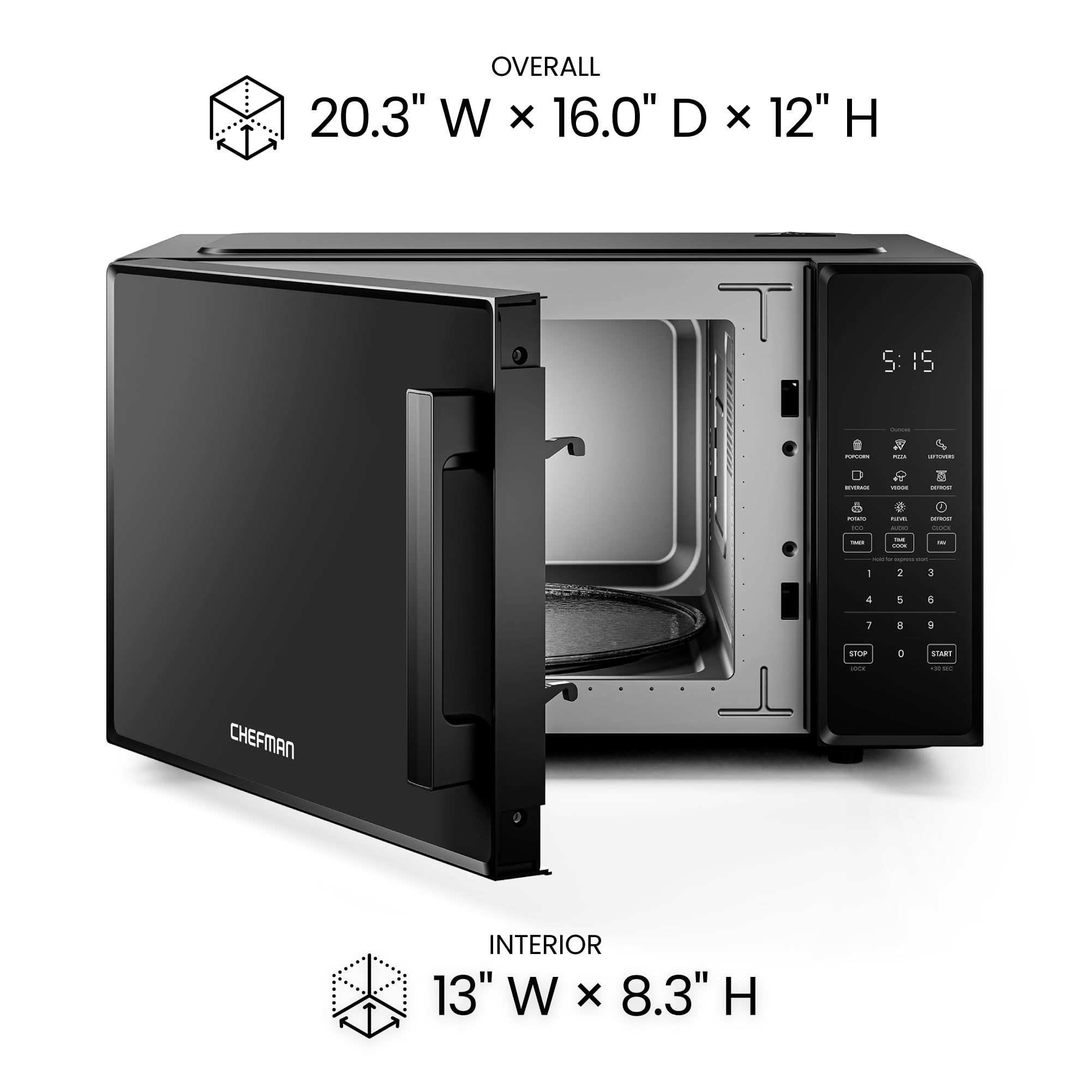 CHEFMAN Countertop Microwave Oven 1.1 Cu. Ft., 1000 Watts