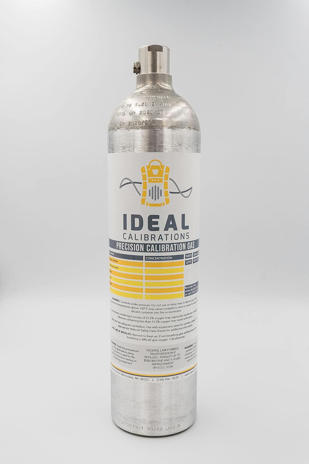 4-Gas Calibration Blend for Industrial Scientific MX6, M40 Ventis MX4 Gas Detection Monitors (34L)