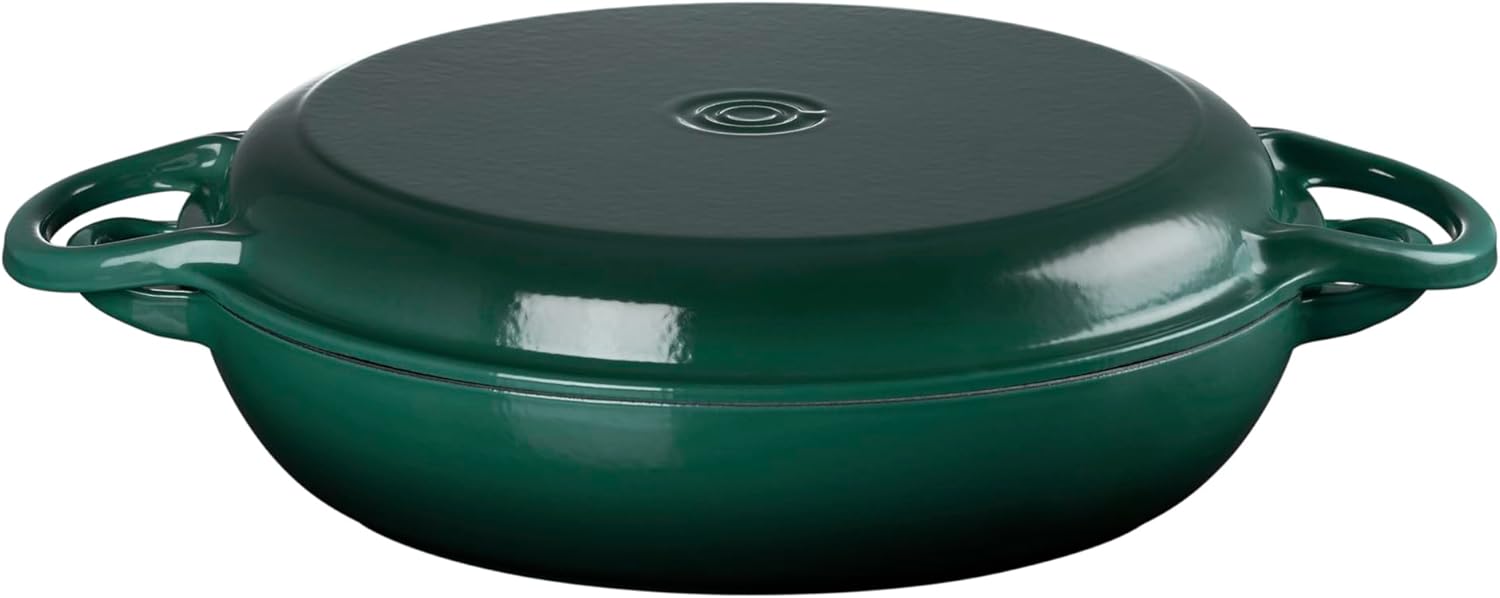 Le Creuset Enameled Cast Iron Multifunction Braiser with Grill Pan Lid, 3.5 qt., Artichaut