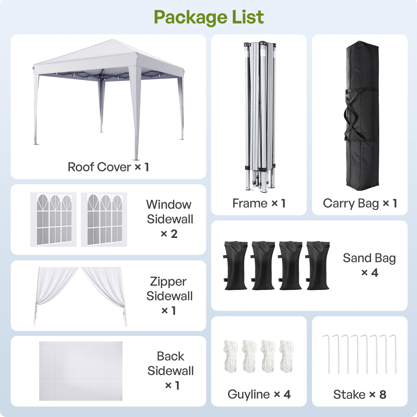 DRIFTALIA 10x10 Pop Up Canopy Tent with Sidewalls - White