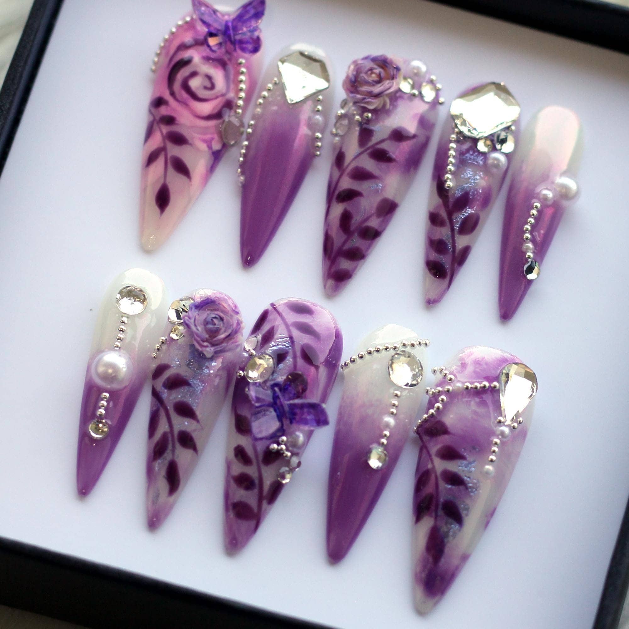 Lavender Rose Ombre Press On NailsLavender Rose Ombre Press On Nails - SAYEGIRLS