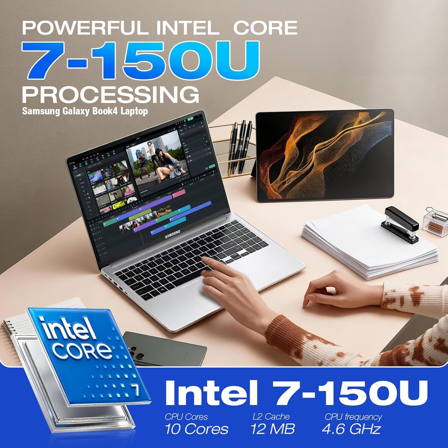 Samsung 15.6 Laptop Computer, Intel 10-Core 7 150U, Win11 Pro, Free Office 365 for The Web, 16GB RAM, 512GB SSD, 256GB SD Card, Backlit KB, 15.6